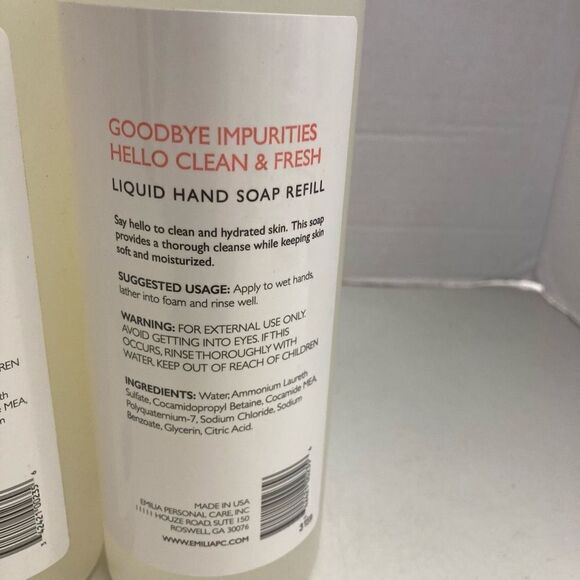 EMILIA Liquid Hand Soap Refill 3-16 Oz Bottles - Picture 4 of 6